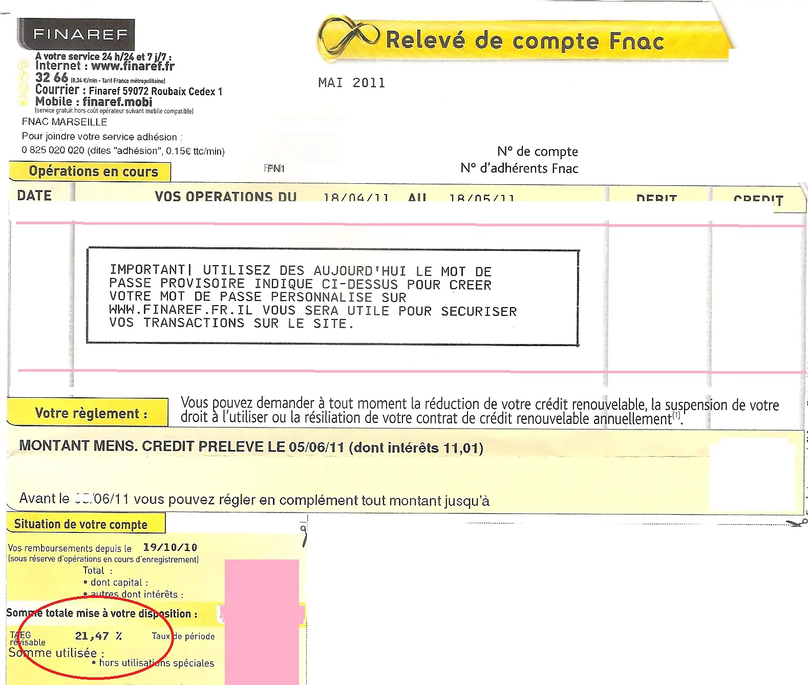 Taux depret chez Finaref