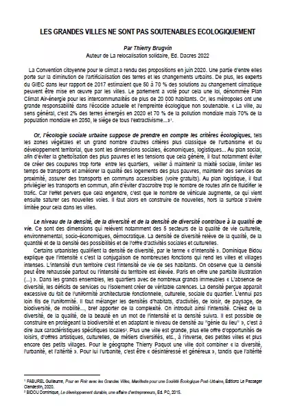 La Convention citoyenne pour le climat a rendu ses propositions sur la diminution de l’artificialisation des terres et les changements urbains. Les experts du GIEC estiment que des solutions au changement climatique peuvent être mise en œuvre par les villes. 