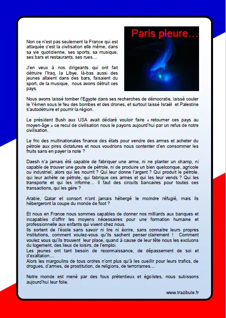 Un texte écrit juste après l`attentat du Bataclan.